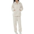 thumbnail image 2 of Idoravan Spring ClothesWomen's Pajama Sets Long Sleeve Pj Tops and Pants 2 Piece Loungewear Set with Pockets White XL, 2 of 4