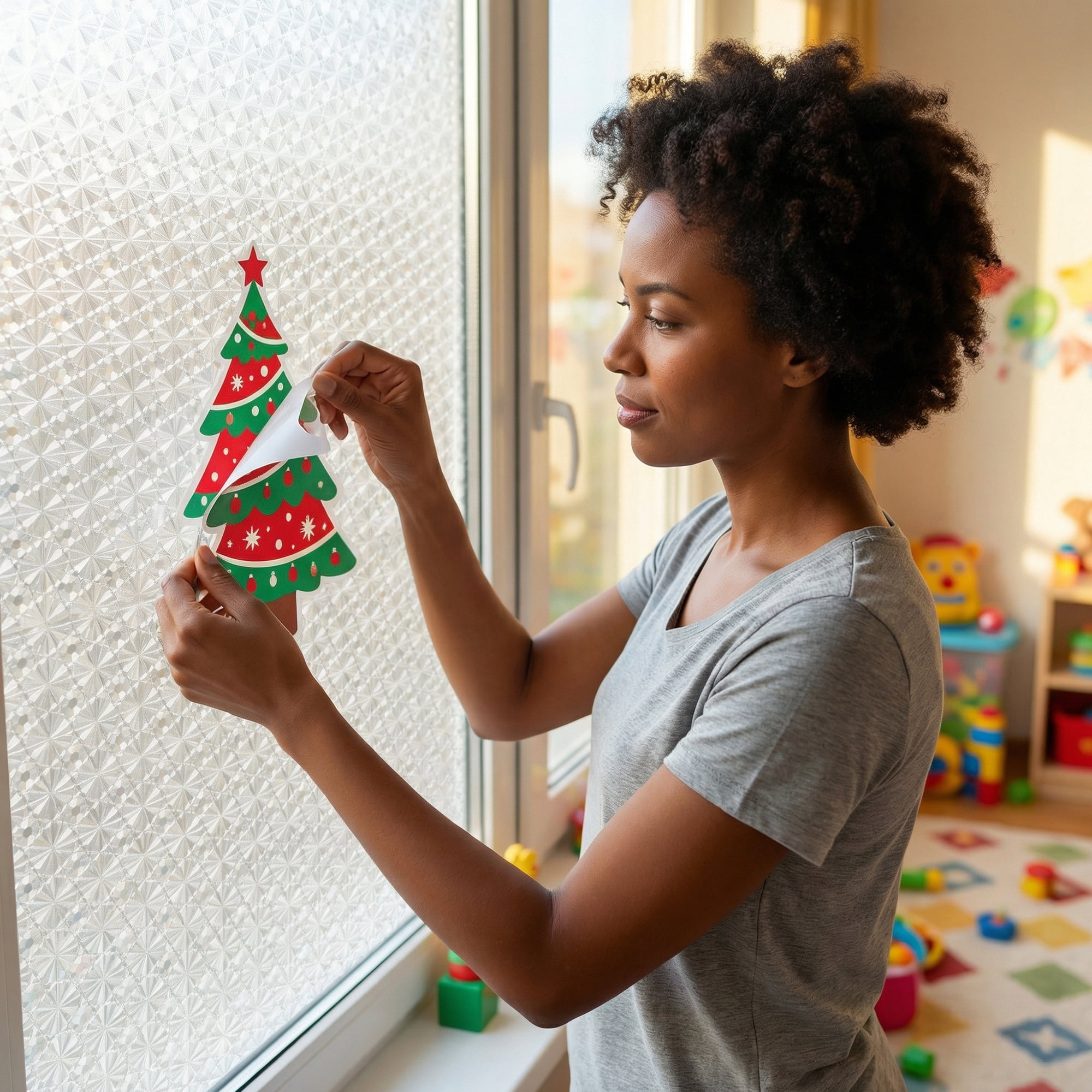 Unique Bargains Decorative Static Cling Window Privacy Film Silver 39.4" x 23.6"