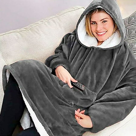 Women Men Huggle Hoodie Blanket 120cm Long Sleeves Plush Lazy TV ...
