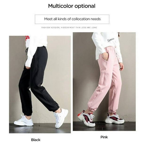 Women's Thick Fleece Lined Pants Long Trousers Warm Sweatpants