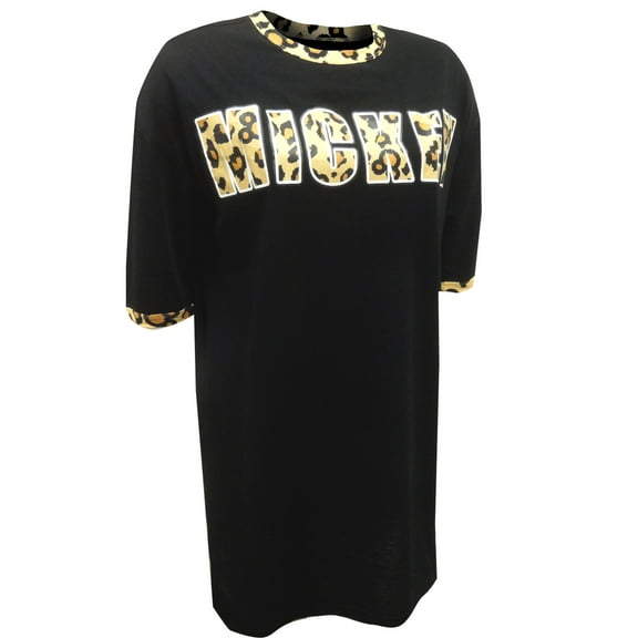 MJC Womens Disney's Mickey Mouse Leopard Logo Night Shirt (Medium)