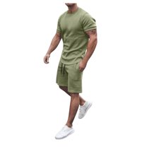Men's Shirt SuitsSummer 2-Piece Beach Short Sleeve Shirtss & Shorts Pants Sets