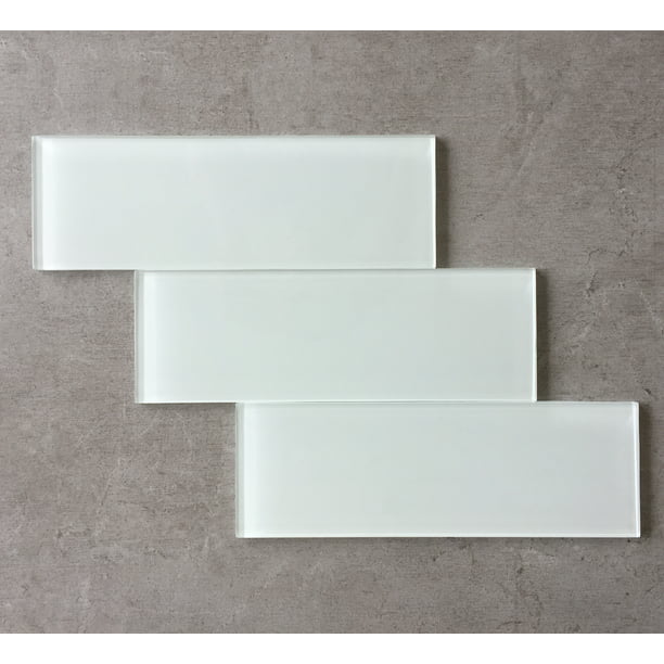 Glossy White Glass Subway Tiles, Clear Glass Subway Tile