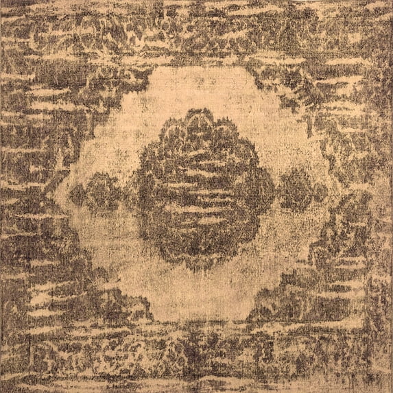 Ahgly Company Indoor Square Abstract Brown Contemporary Area Rugs, 5' Square