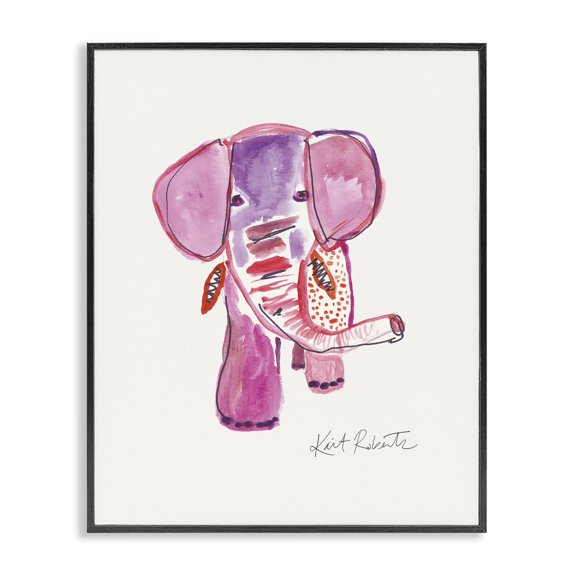 Stupell Industries Contemporary Abstract Elephant Pink Portrait Black Framed Giclee Art, 11 x 14, by Kait Roberts