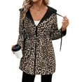 thumbnail image 3 of Women'S Reversible Hooded Casual Coat Full Zip Up Windbreaker Two - Sided Jacket Leopard Print XXL, 3 of 9
