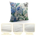 thumbnail image 4 of Creowell Spring Blue Hydrangea Flowers Throw Pillow Covers Butterfly Eucalyptus Leaves Decorative Outdoor Pillowcase Blue Floral Blossom Farmhouse Cushion Case for Sofa Couch Bed Decor 18x18in, 4 of 5