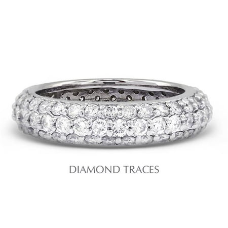 Platinum Pave Diamond Setting - UD-EWB458-6499 Platinum 950 Pave Setting 1.81 Carat Total Natural Diamonds Three Row Band Eternity Ring