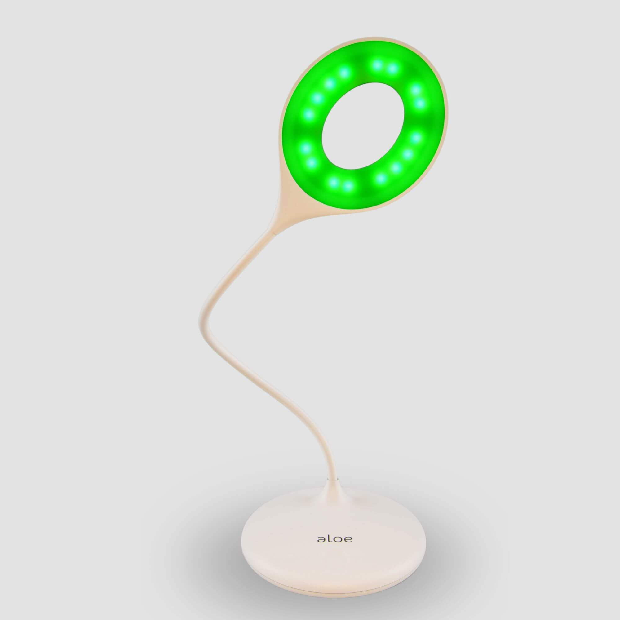 Aloe Green Light Therapy Desk Lamp for Migraine Relief, Touch Adjustable Brightness, Dual Green & Natural White Light, Flicker-Free 520 nm, Family Tree Remedies