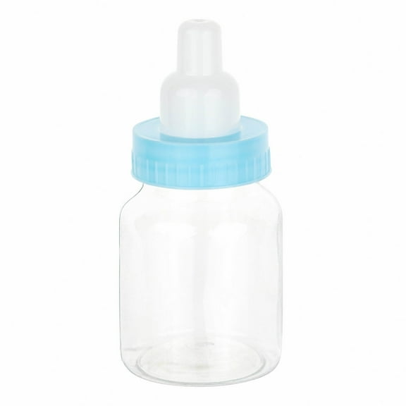Blue Baby Boy Bottle Shaped Acrylic Candy Boxes 72 Pack 1.5"X3.5"