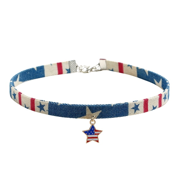 Tineasur Star Pendant Choker Necklace Women Independence Day 1Set