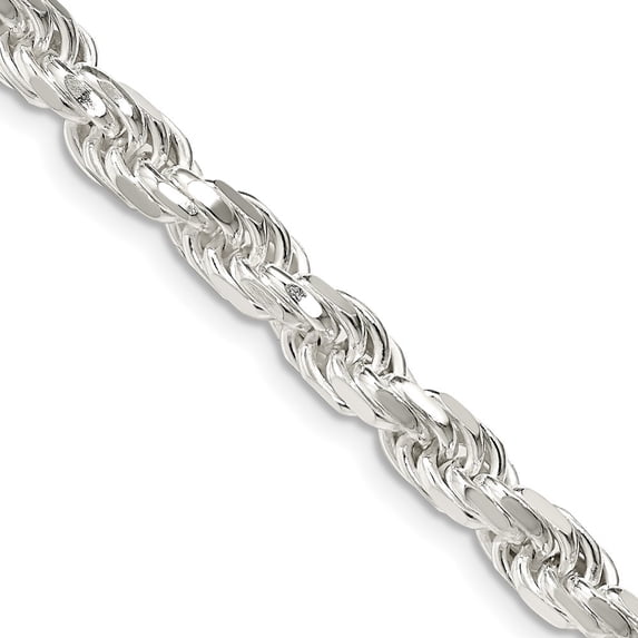 925 Sterling Silver 5.75mm Diamond-cut Rope Chain Necklace 24 inch