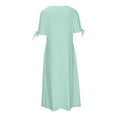 thumbnail image 5 of Meichang Women's Dresses Women's Summer V Neck Button Tie Short Sleeve Dresses Eyelet Embroidery Pleated Solid Color Midi Dresses Flowy A-Line Dresses, Vestidos Para Mujer Casuales, 5 of 6