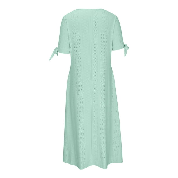 white christmas dresses Women's Playful Spirit Striped Crochet Midi Dress in Green/White main image 1