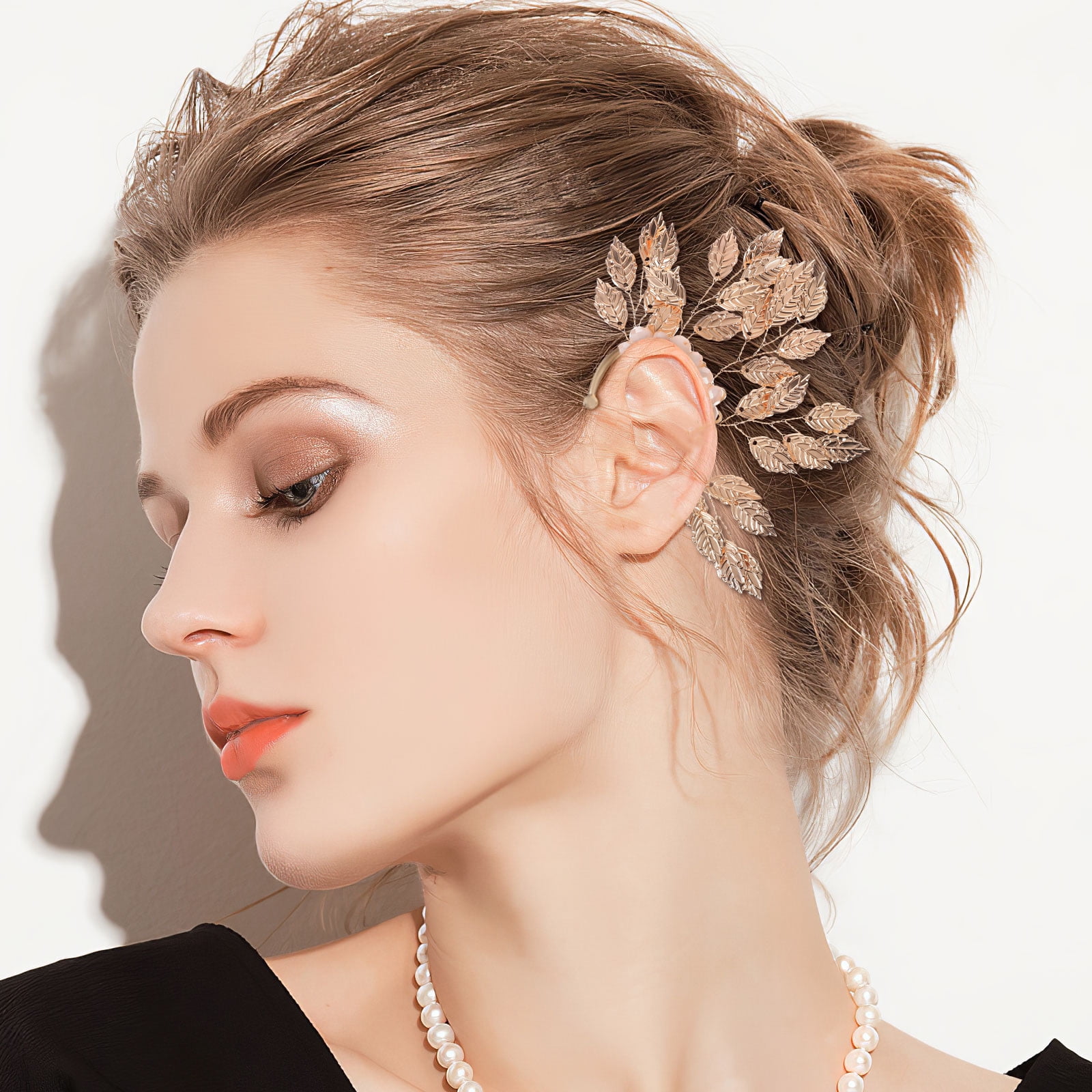 Vintage Ear Cuff Leaf Crystal Non Pierced Ear Bone Clip Left Side Wrap Earring for Women Walmart