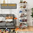 thumbnail image 2 of 6 Tier Round Metal Wire Shelving Units, Closet Handbag Display Organizers, Storage Rack with 4 Wheels & Shelf Liners for Kitchen and Cloakroom, Easy to Move and Clean, 85.5" H x 30" L x 30" W, 2 of 5