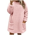 thumbnail image 2 of GaThRRgYP Oversized Hoodies for Women,Plus Size Fashion Women's Casual Long Sleeve Round Neck Collar PocketsLoose Sweatshirt Tops Blouse Pink XXXXXL, 2 of 3