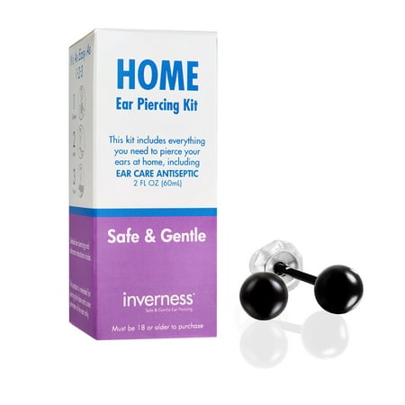 Home Ear Piercing Kit with Stainless Steel 4mm Black Ball Stud Earrings