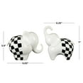 thumbnail image 3 of 6", 7"H White Ceramic Small Elephant Sculpture with Checkered Pattern, by DecMode (2 Count), 3 of 13