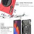 thumbnail image 5 of Dteck Rugged Case For Samsung Galaxy Tab S7 Plus 12.4-inch SM-T970 T975 T976, Heavy Duty Three Layer Rugged Hybrid Shockproof Case with 360 Rotating Stand / Hand Strap, Red, 5 of 7