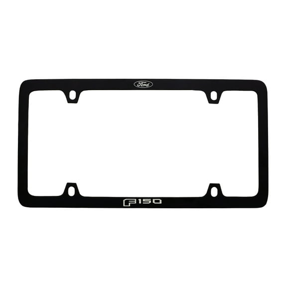 Ford F150 with Ford Logo Thin Rim Black Powder Coated Metal License Plate Frame Holder