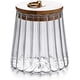 thumbnail image 1 of Laklulu Recipiente de Vidrio para Nueces de café Tarro de Almacenamiento hermético Recipiente Decorativo de pétalos con Tapa de bambú Mango de Metal fácil de agarrar 600 ml, 1 of 4