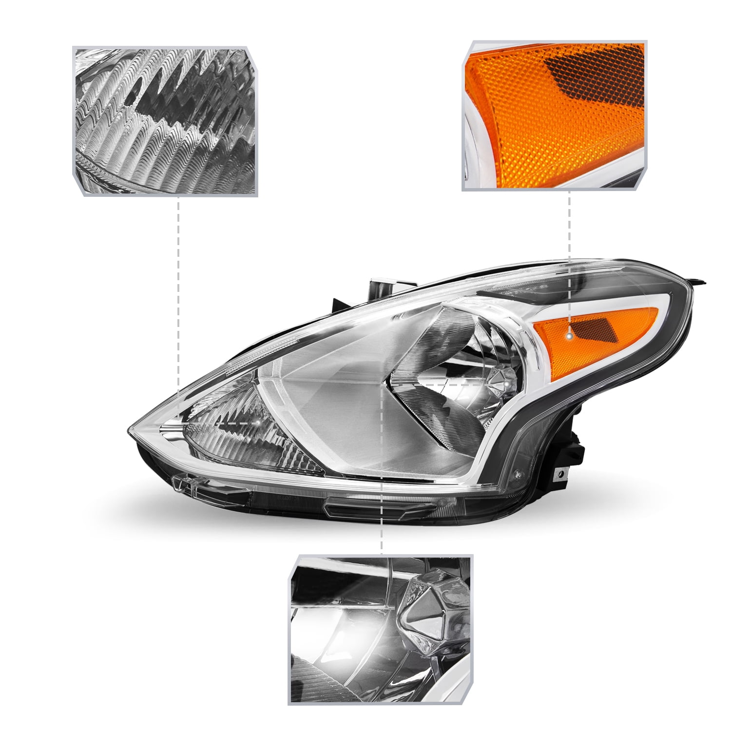 For 2015-2019 Nissan Versa 4DR Halogen Left Driver Headlights Assembly Headlamp
