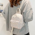 thumbnail image 5 of Yucurem Mini Floral Backpack for Women Polyester Small Backpack Purse Shoulder Bag for School Travel (White), 5 of 9