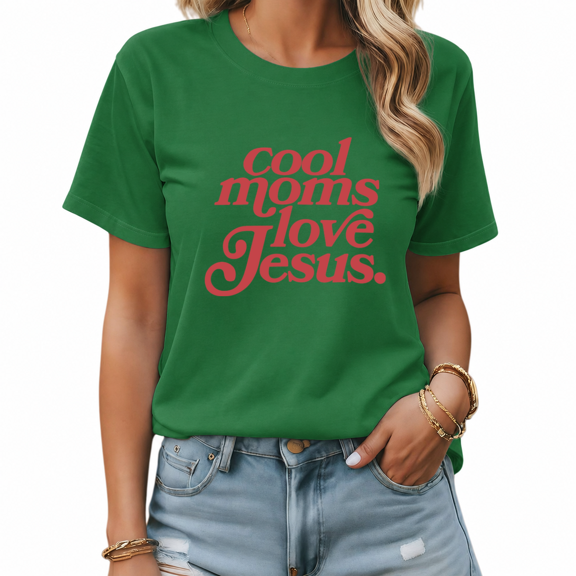 UNISHE Women's Green Faith Slogan Graphic Short Sleeve T-Shirt Relaxed Fit Top