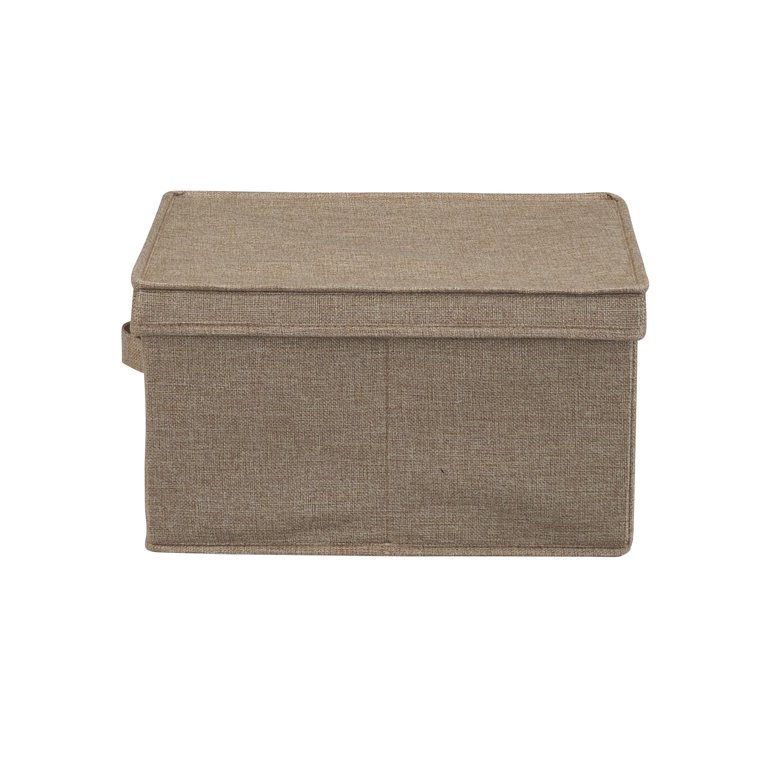 6.0 Gal. Large Fabric Storage Bins Soft Poly Linen with Sturdy Sides  Attached Handle and Fully Removable Lid (2-Pack)