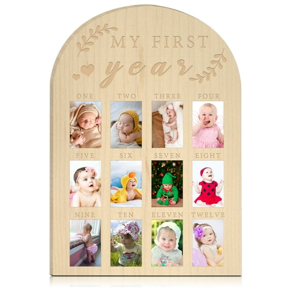 My First Year Photo Display Wood Board First Year Photo Frame Board 12 Months Baby Picture Frame 1st Birthday Nursery Decorations