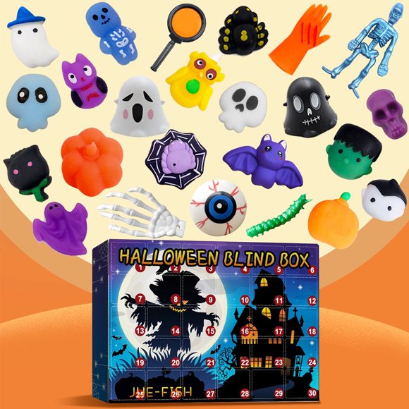 30Pcs Halloween Jouets Doux Élastique Mignon Dessin Animé Forme Presser Jouet Mini Portable Drôle Sensoriel Stress Soulagement Jouet Halloween Jouets pour Adultes Enfants Cadeau