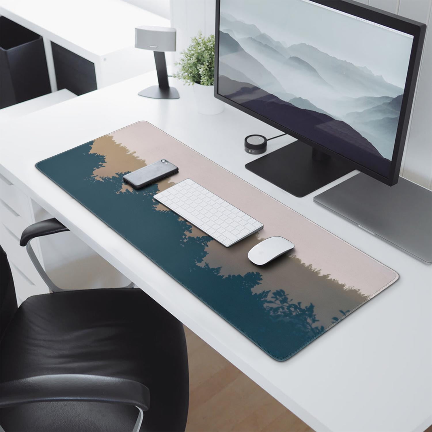 Elevate Your Work or Play - Large Forest Pattern Mouse Pad, Extended, Thin, Non-Slip Rubber Base, Stitched Edges - Perfect for Gamers & Professionals (31.5 x 11.8inches)