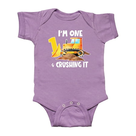 

Inktastic I m 1 and Crushing It Construction 1st Birthday Gift Baby Boy or Baby Girl Bodysuit