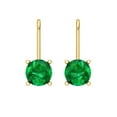 thumbnail image 3 of 2 Ct Round Cut Drop Dangle Green Emerald 14K Yellow Solid Solid Gold Everyday Dainty Earrings Lever Back, 3 of 7