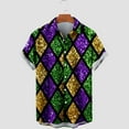thumbnail image 3 of Charella Polo Shirts for Men Mardi Gras Print Lapel T-shirts 2024 Trendy Carnival Beach Clothes,Multicolor,XL, 3 of 5