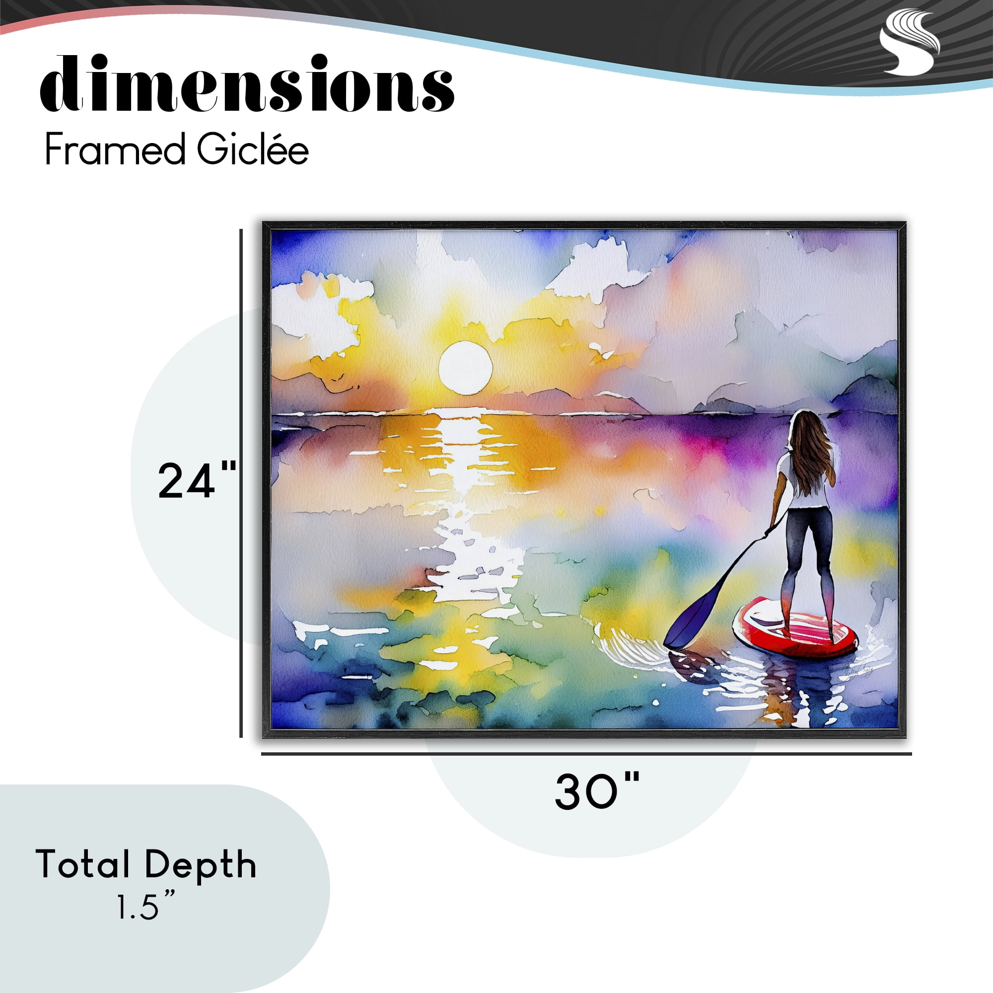 Stupell Industries Sunset Paddle Drift Black Framed Giclee Art, design by Shelly Craig