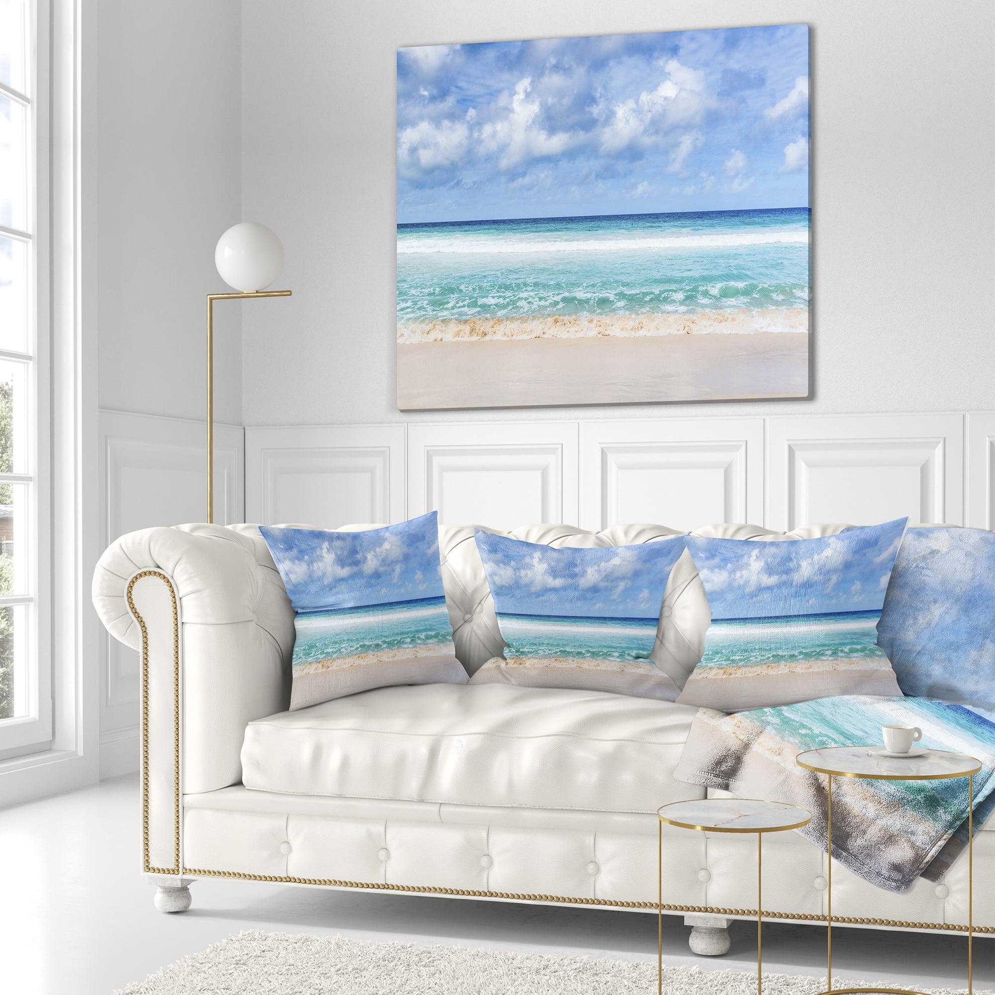 Designart 18" x 18" White Polyester Throw Pillow
