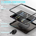 thumbnail image 2 of Dteck Case for iPad Pro 11 inch M4 2024,Military Grade Shockproof Silicone Cover 360° Rotatable Stand- Shoulder Strap- Handle- Pencil Holder,Black, 2 of 7