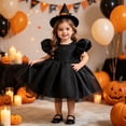 thumbnail image 2 of Likimi Baby Infant Girls Halloween Dress Puff Sleeve Solid Color Crew Neck Dresses For Girls Party Casual Clothes Size 18-24 Months, 2 of 9