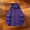thumbnail image 4 of Ke1Clo Women's Sun Protection Hoodie UPF50+ Loose Zip Up Lightweight Jacket Long Sleeve Casual Solid Outdoor Sporty Tops Purple L, 4 of 5