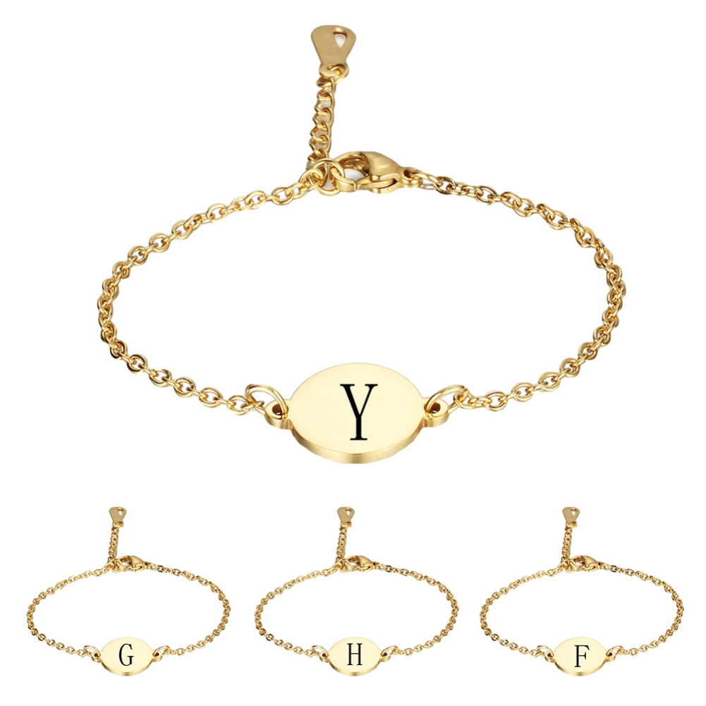 AYYUFE Women English Letters Round Charm Titanium Steel Chain