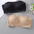 thumbnail image 4 of WULMLEO Strapless Bras for Women No Underwire Non-Slip Push up Bandeau Bras Front Closure Padded Invisible Everyday Bra Plus Size Camel 42, 4 of 5