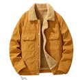 thumbnail image 6 of Ceisia Mens Lapel Corduroy Sherpa Lined Button Front Warm Winter Jacket Coat Yellow XXXXL Gift, 6 of 7