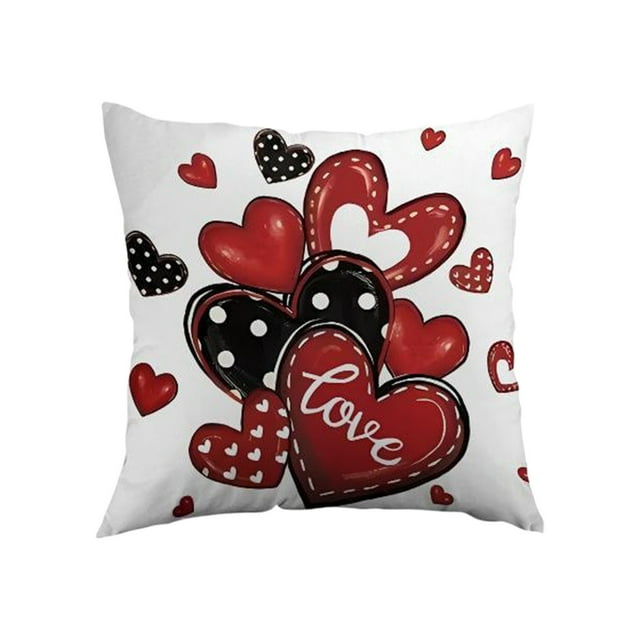 Specollect 2 Pcs Valentines Day Pillowcases Heart Pattern Linen Sofa Cushion Covers Festive Home Decor for Living Room Bedroom 17.72*17.72 in