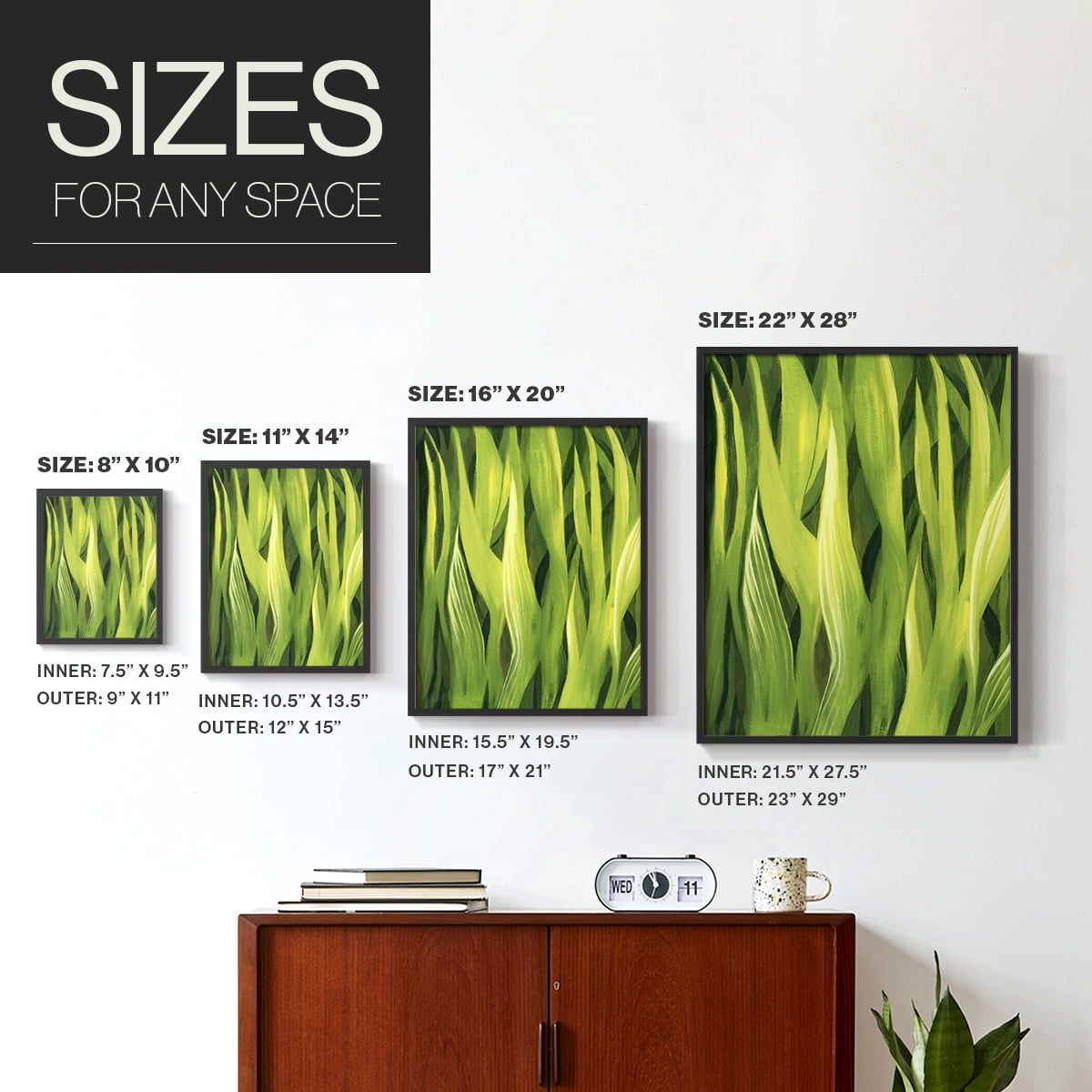Blades of Grass I Framed Print in Black Solid Wood Framed Print No Nail Hanging
