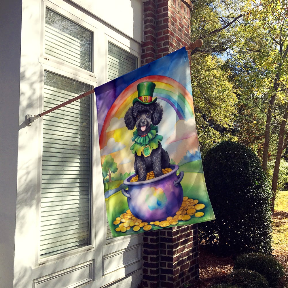 Black Poodle St Patrick's Day House Flag 28 in x 40 in