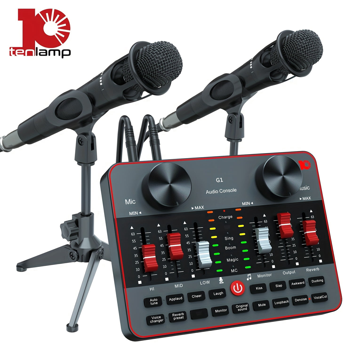 Professional Mixer Kit: Condenser & Dynamic Mic with Sound Card for Streaming, Podcast, Recording, Karaoke on Laptop & Mobile