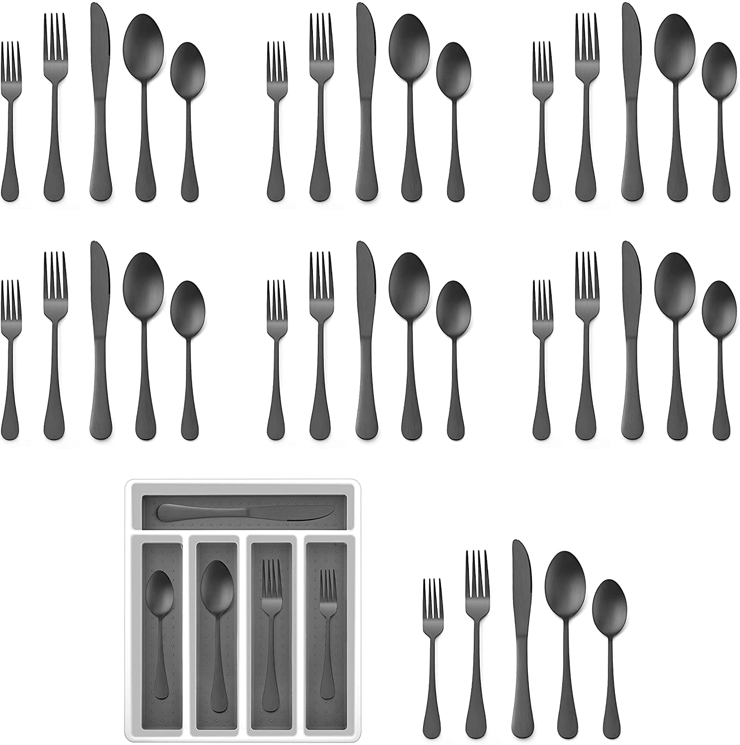 Stainless Steel Matte Blue Dinnerware Cutlery Set Wedding Silverware Set 7pc/set 