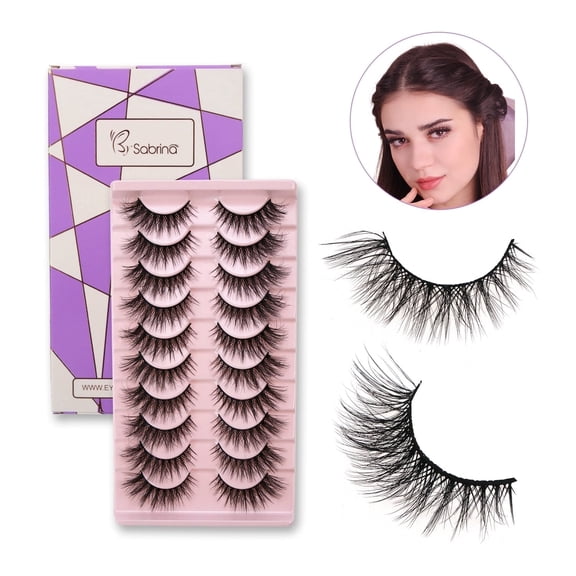 False Eyelashes Natural Look 10 Pairs Reusable Adhesive Eyelashes